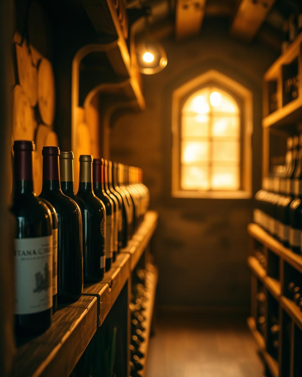 Bottiglie di vino in cantina